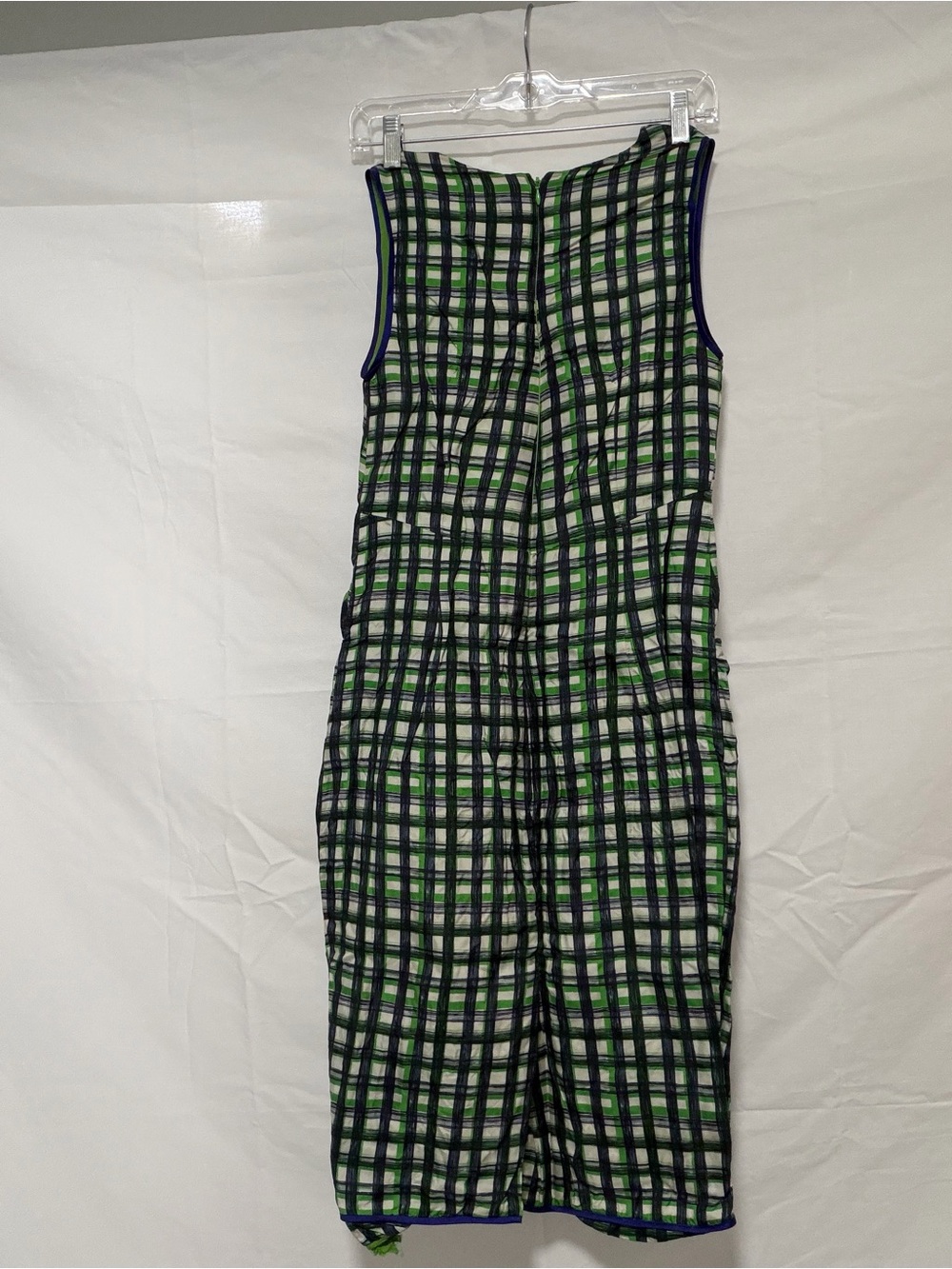Carolina Herrera Green, Navy and White Plaid Sleeveless Dress - Picture 5 of 6